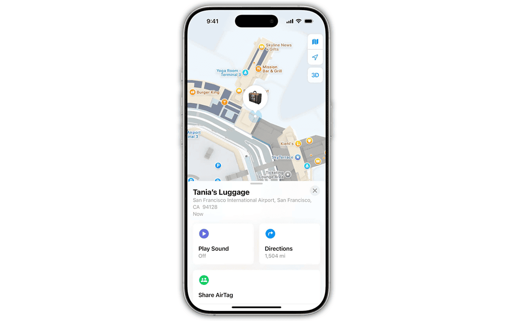 iOS 18.2 share Find My item location feature