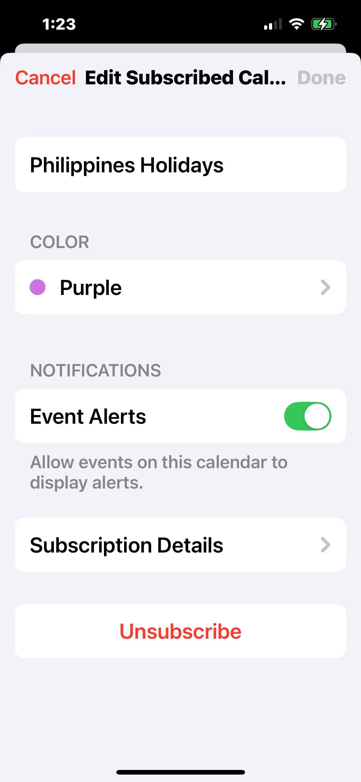 Calendar-Events-Unsubscribe