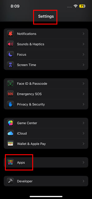 settings apps