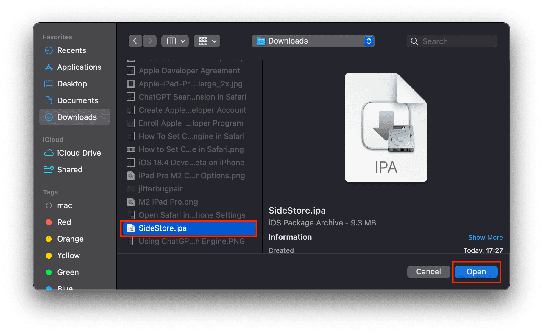 Open the downloaded file SIDESTORE.IPA