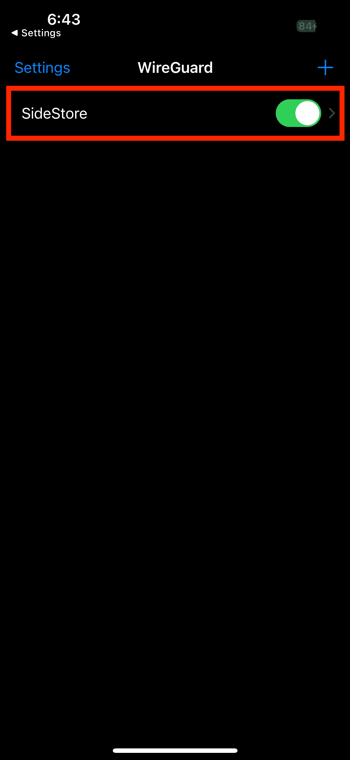 Switch on Sidestore to change the wireguard settings
