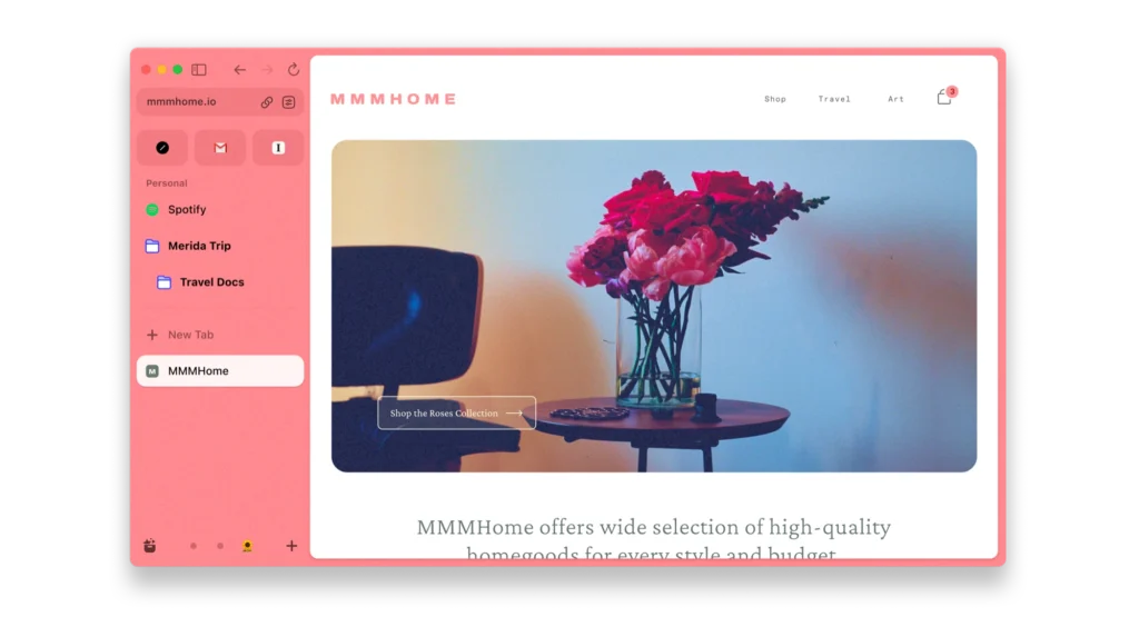 Screenshot taken from the Arc Browser website displaying the app